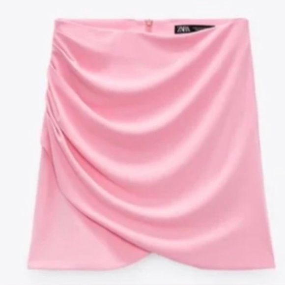 BLOGGER'S FAVE! Zara Mini Skirt Draped Pink Sz XS. NWT - Picture 2 of 4